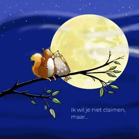 Wenskaart uil en eekhoorn zijn samen