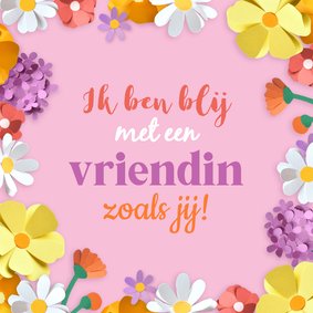 Wenskaart vriendin bloemen