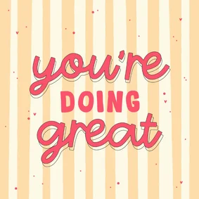 Wenskaart you're doing great geel gestreept hartjes