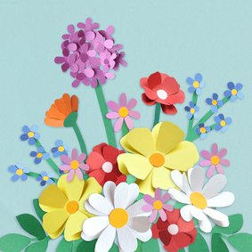 Wenskaart zomaar boeket bloemen