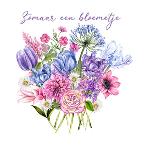 Wenskaart zomaar een bos bloemen