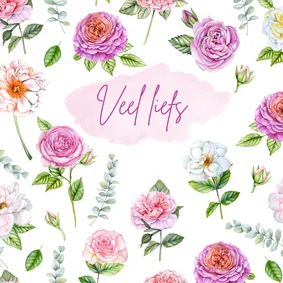 Wenskaart zomaar rozen aquarel