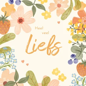 Wenskaartje zonnig en vol bloemen