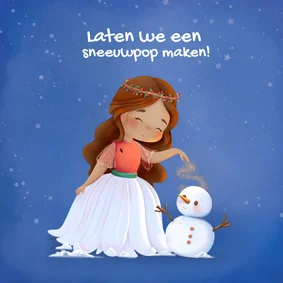 Winterkaart laten we een sneeuwpop maken