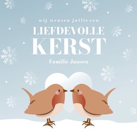 Winters kerstkaartje met vogeltjes liefdevolle kerst