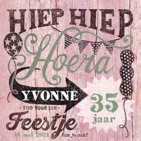 YVON uitnodiging stempel roze