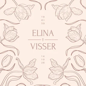 Zacht beige rouwkaart met stijlvolle tulpen