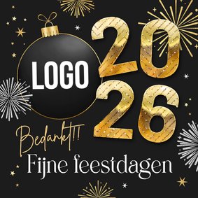 Zakelijk kerst nieuwjaar 2026 vuurwerk bedankt kerstbal