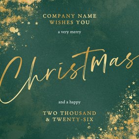 Zakelijk kerstkaart groen met goud christmas