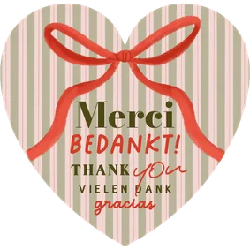 Zakelijk kerstkaart hartvorm internationaal bedankt strik