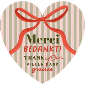 Zakelijk kerstkaart hartvorm internationaal bedankt strik