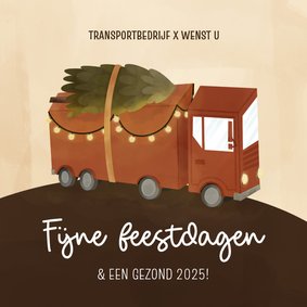 Zakelijk kerstkaartje met vrachtwagen fijne feestdagen