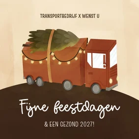 Zakelijk kerstkaartje met vrachtwagen fijne feestdagen