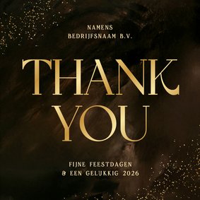 Zakelijk kerstkaartje thank you goud bruin waterverf 