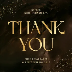 Zakelijk kerstkaartje thank you goud bruin waterverf