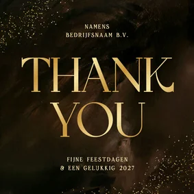 Zakelijk kerstkaartje thank you goud bruin waterverf 