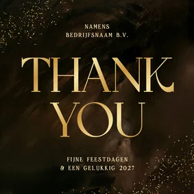 Zakelijk kerstkaartje thank you goud bruin waterverf