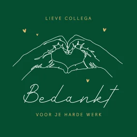 Zakelijke bedankkaart bedankt voor je harde werk handgebaar