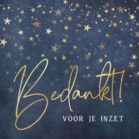 Zakelijke bedankkaart voor medewerkers gouden sterretjes