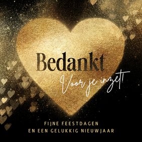 Zakelijke bedankt kerstkaart gouden hart