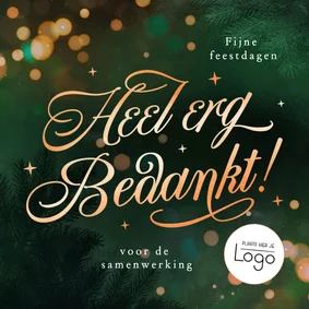 Zakelijke bedankt kerstkaart met lichtjes en logo 