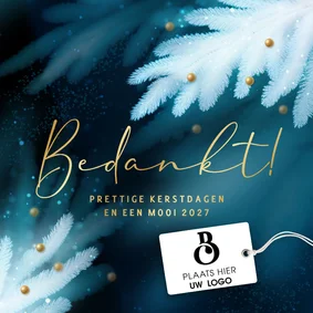 Zakelijke blauwe kerstkaart goud logo label