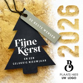 Zakelijke gouden kerstkaart 2026 sneeuw