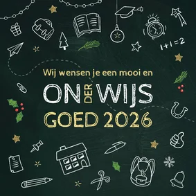 Zakelijke kerskaartt onwijs 2026 schoolbord 
