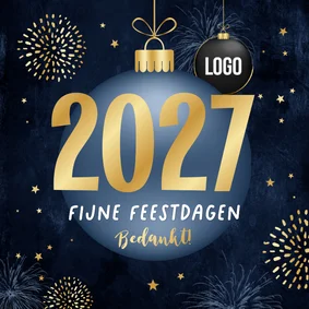 Zakelijke kerst- en nieuwjaarskaart kerstbal 2027 vuurwerk