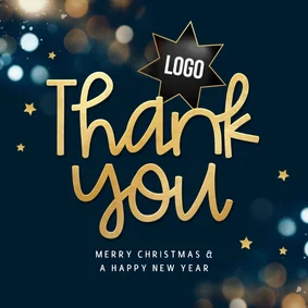 Zakelijke kerst en nieuwjaarskaart thank you sterren engels