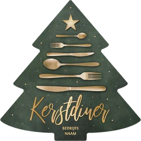 Zakelijke kerstdiner menukaart met bestek kerstboom