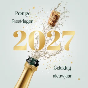 Zakelijke kerstgroet 2027 kerstkaart met champagne