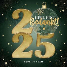 Zakelijke kerstkaart 2025 kerstbal sterren, takjes bedankt!