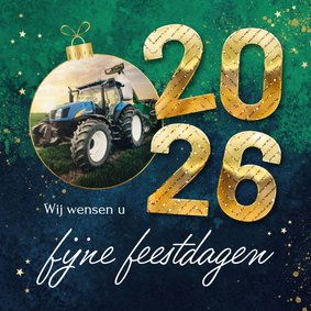Zakelijke kerstkaart 2026 abstract modern verf kerstbal goud