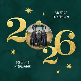 Zakelijke kerstkaart 2026 goud foto groen waterverf