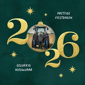 Zakelijke kerstkaart 2026 goud foto groen waterverf