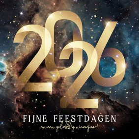 Zakelijke kerstkaart 2026 goud galaxy sterren goud