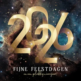 Zakelijke kerstkaart 2026 goud galaxy sterren goud