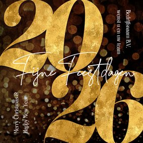 Zakelijke kerstkaart 2026 goud sparkle fijne feestdagen