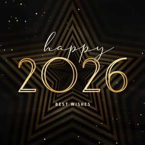 Zakelijke kerstkaart 2026 met ster op achtergrond
