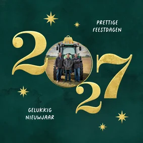 Zakelijke kerstkaart 2027 goud foto groen waterverf