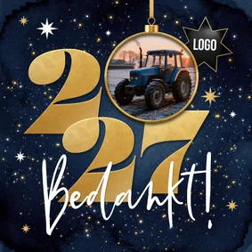 Zakelijke kerstkaart 2027 sterren goud foto logo bedankt