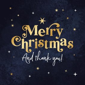 Zakelijke kerstkaart algemeen sterren goud thank you