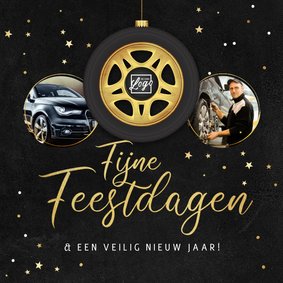 Zakelijke kerstkaart autobedrijf montage transport velg goud