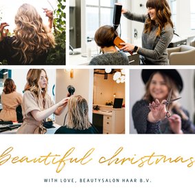 Zakelijke kerstkaart beautiful christmas goud fotocollage