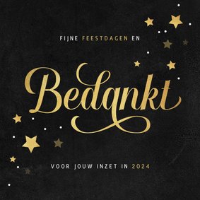 Zakelijke kerstkaart bedankt goud krijt sterren medewerker