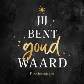 Zakelijke kerstkaart bedankt goud waard kerstboom sterretjes