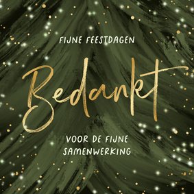 Zakelijke kerstkaart bedankt kerstboom lichtjes goud bedankt
