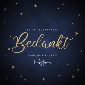 Zakelijke kerstkaart bedankt medewerkers gouden sterren