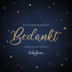 Zakelijke kerstkaart bedankt medewerkers gouden sterren